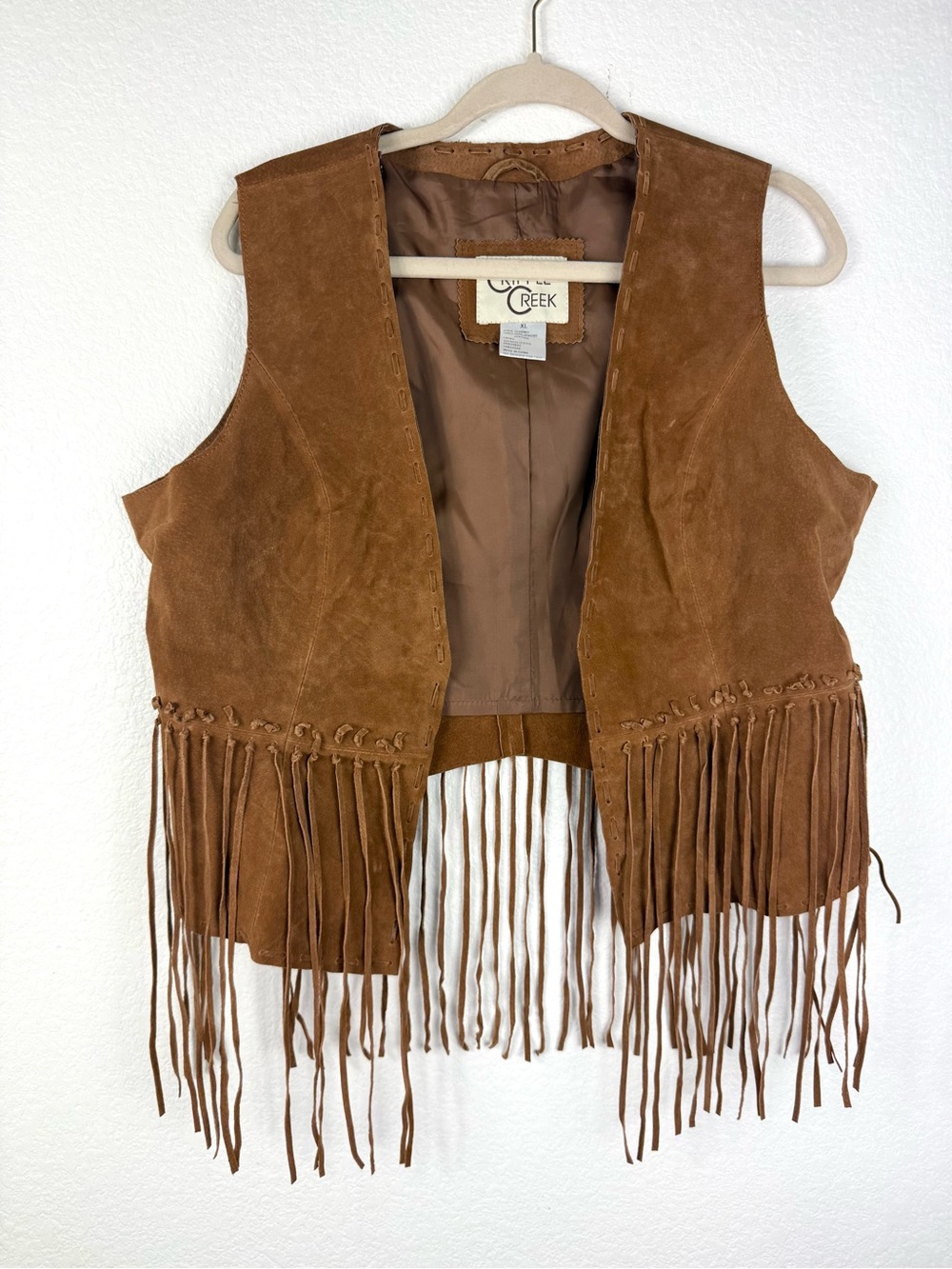 Cripple Creek leather Fringe Western Cowgirl tan color XL